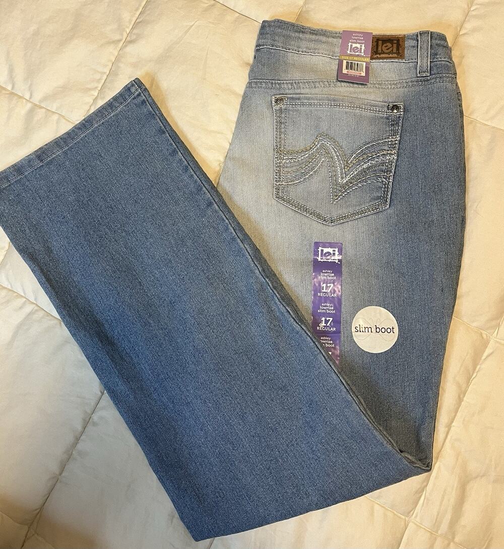 Lei Womens Jeans Blue Size 17 Reg Ashley Low Rise Slim Boot Denim Cotton Blend